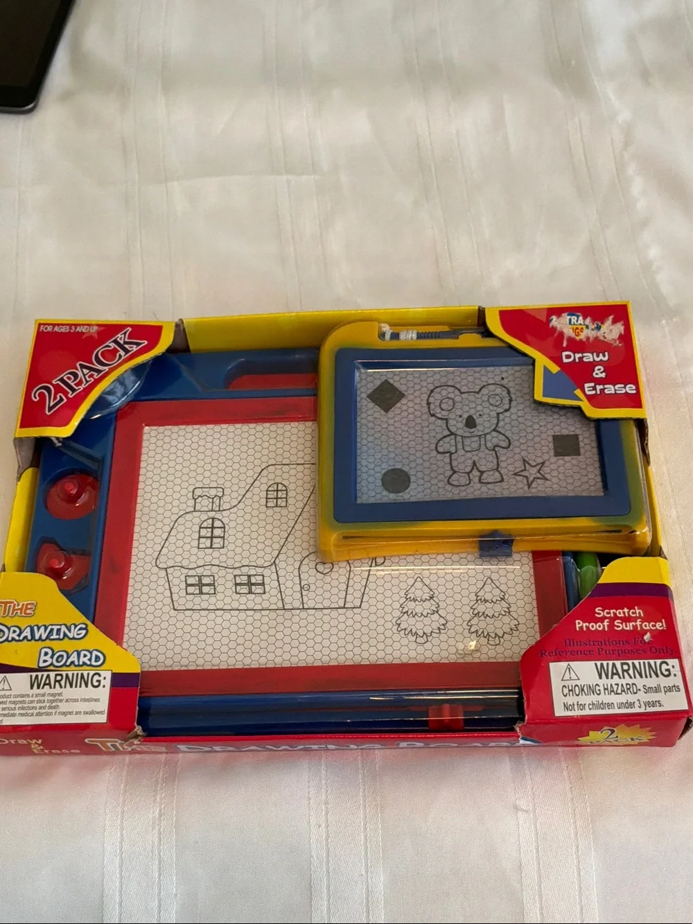 2-Pack Kids Magnetic Draw & Erase Boards - Yellow and Red